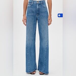 MOTHER Wide-Leg High-Rise Jeans in Medium Blue Denim